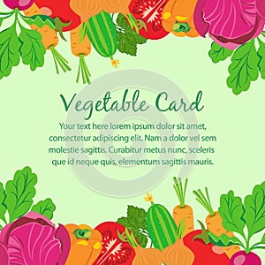 Vegtable card in flat style