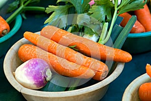 Vegtables with carrots at market