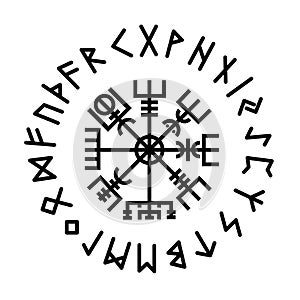 Vegvisir. Runes Futhark Mythology Odin Heathen photo