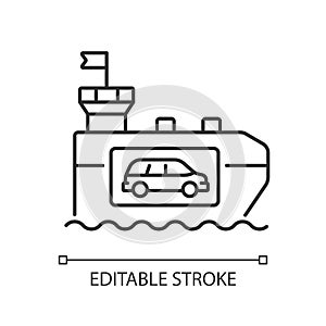 Vehicle carrier ship linear icon