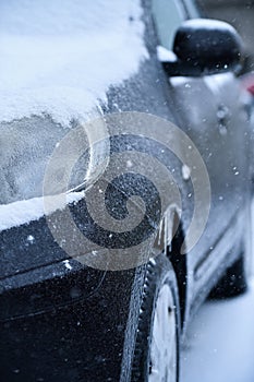 Vehicle covered in ice during freezing rain