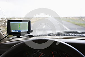 Vehicle dashboard with GPS.