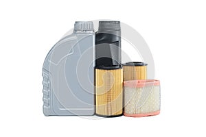 Vehicle engine oil filters and motor oil cans