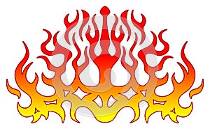 Vehicle flames. Car and bike color vinyl decals for hood, vector isolated.