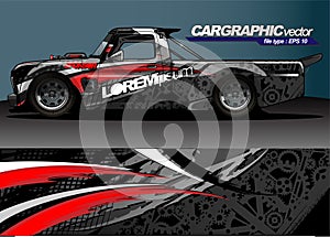 Vehicle graphic kit. abstract lines with camouflage background for race car, van and pickup truck vinyl sticker wrap