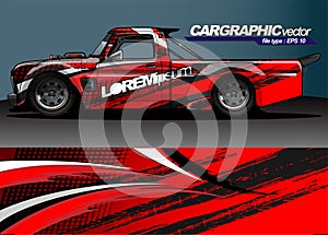 Vehicle graphic kit. abstract lines with camouflage background for race car, van and pickup truck vinyl sticker wrap