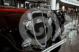 Vehicle grille and headlights  of american car Ford Model Y 1933