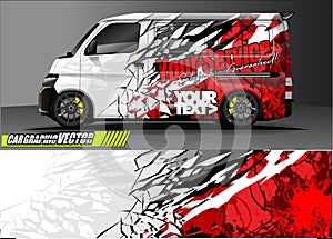 Van livery graphic vector. abstract grunge background design for vehicle vinyl wrap and car branding