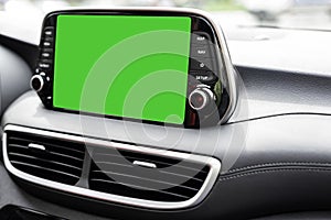 Vehicle modern navigation system close up