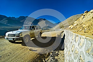 Vehicle on mountain road