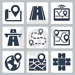 Vehicle Navigation and Road Related Vector Icons 2