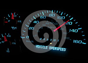 Vehicle over speed warning light