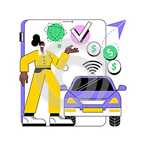 In vehicle payments abstract concept vector illustration.