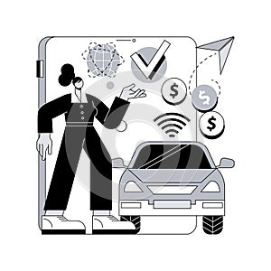 In vehicle payments abstract concept vector illustration.