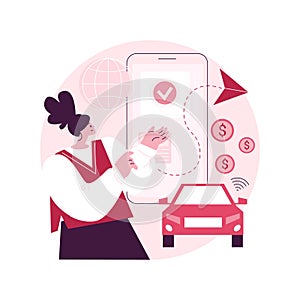 In vehicle payments abstract concept vector illustration.