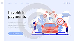 In vehicle payments concept landing page.