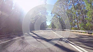 Vehicle POV, driving along Mt Lofty Summit Road, Adelaide Hills South Australia.