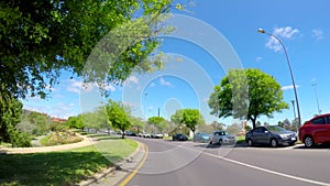 Vehicle POV, driving along scenic War Memorial Drive, Adelaide South Australia.