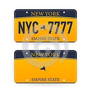 Vehicle registration of New York registration plates nummer car. Vector illustration