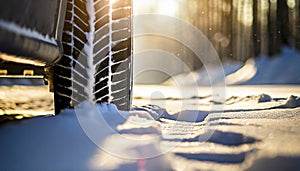 vehicle tire on deep snow