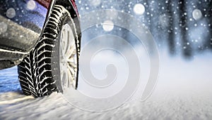 vehicle tire on deep snow