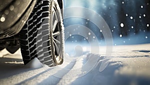 vehicle tire on deep snow