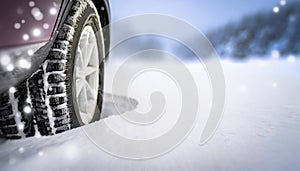 vehicle tire on deep snow