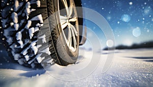 vehicle tire on deep snow