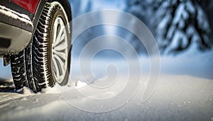 vehicle tire on deep snow