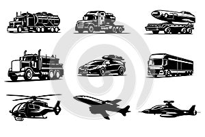 Vehicle transport black and white vector, Vehicle transport black and white vector, eps 10 photo