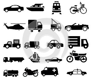Vehicle transport traffic silhouettes