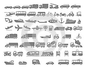 Vehicle and Transportation flat icon set