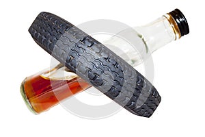 Vehicle Tyre With Bottle of Liquor