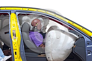 The vehicle which is doing the crash test photo