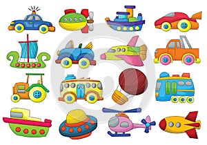 Vehicles Cartoon Design Vector Set