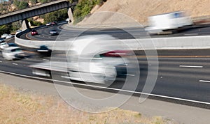 Vehicles in Motion on Three Lane Highway