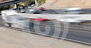 Vehicles in Motion on Three Lane Highway