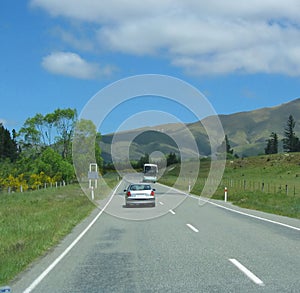 Vehicles on New Zeland highway