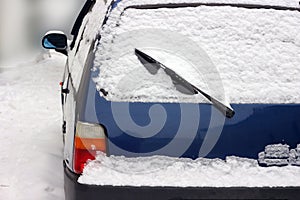 Vehicles in the snow. snow drifts on the roads. Motion cancellation, owing to inclement weather conditions