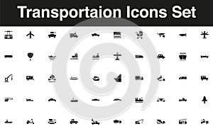 Vehicles and transportation icon set solid black