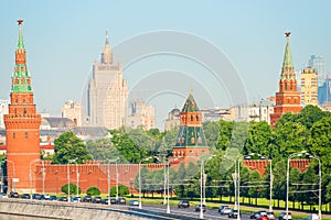 Vehicular traffic along the Kremlin in Moscow