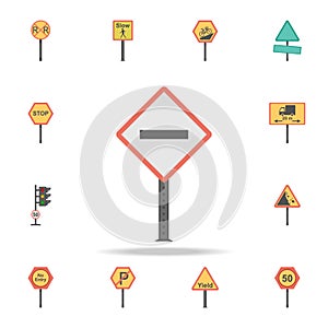 Vehicular traffic colored icon. Detailed set of color road sign icons. Premium graphic design. One of the collection icons for