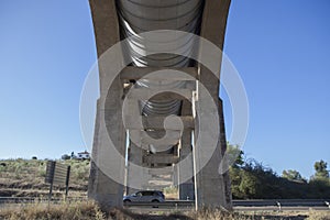 Vehicule crossing under Acedera Aqueduct, Spain