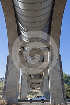 Vehicule crossing under Acedera Aqueduct, Spain