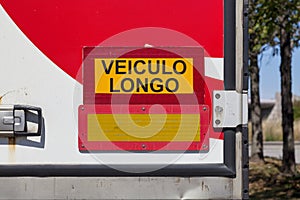 Veiculo longo - Truck sign photo