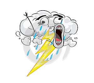 Crazy internet meme illustration of clouds and lightning
