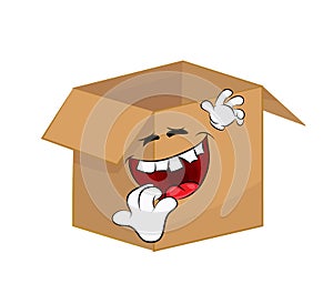 Laughing  cartoon illustration of cardboard box