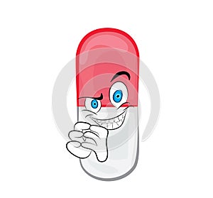 Evil cartoon illustration of pill medicine