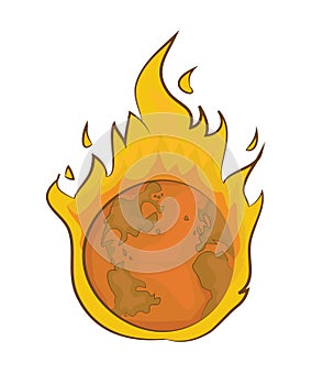 Burning earth globe