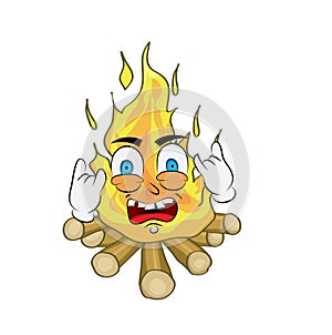 Punk cartoon illustration of fire place